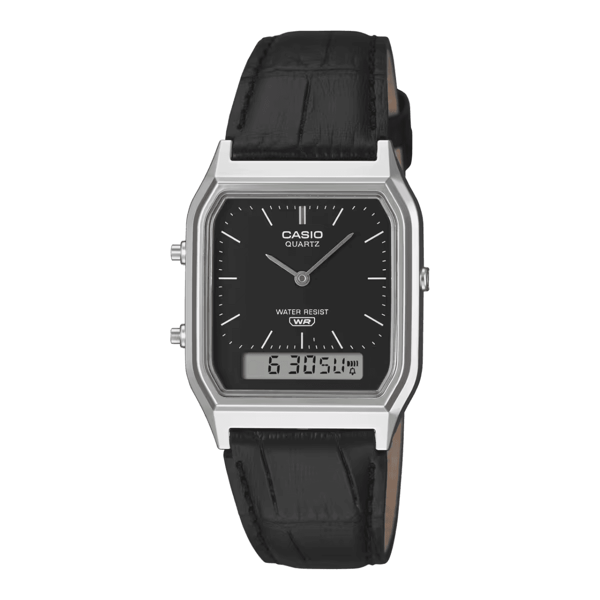 Casio Vintage Ana-Digi Black Leather