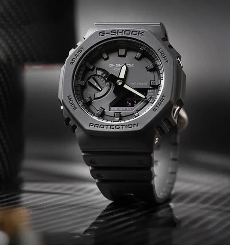 Casio G-Shock on a dark studio surface